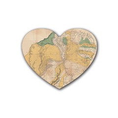 Vintage World Map Physical Geography Rubber Heart Coaster (4 Pack)