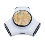 Vintage World Map Physical Geography 3-Port USB Hub Front