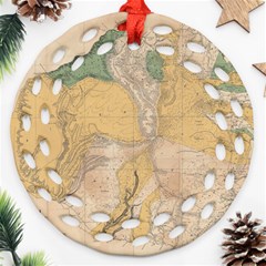 Vintage World Map Physical Geography Ornament (round Filigree) by Sudheng