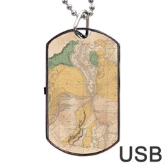 Vintage World Map Physical Geography Dog Tag Usb Flash (one Side) by Sudheng