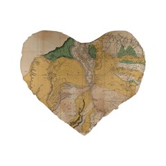 Vintage World Map Physical Geography Standard 16  Premium Heart Shape Cushions by Sudheng