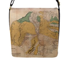 Vintage World Map Physical Geography Flap Closure Messenger Bag (l) by Sudheng