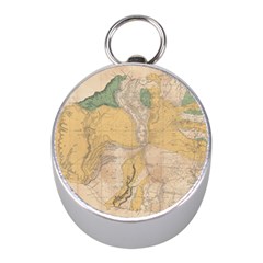 Vintage World Map Physical Geography Mini Silver Compasses by Sudheng