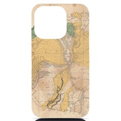 Vintage World Map Physical Geography Iphone 14 Pro Black Uv Print Case by Sudheng