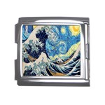 The Great Wave Of Kanagawa Painting Starry Night Van Gogh Mega Link Italian Charm (18mm) Front