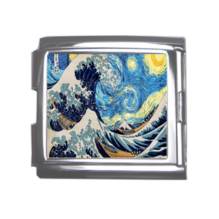 The Great Wave Of Kanagawa Painting Starry Night Van Gogh Mega Link Italian Charm (18mm)