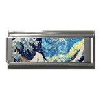 The Great Wave Of Kanagawa Painting Starry Night Van Gogh Superlink Italian Charm (9mm) Front