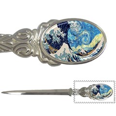 The Great Wave Of Kanagawa Painting Starry Night Van Gogh Letter Opener by Sudheng