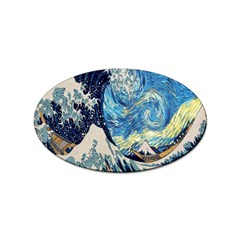 The Great Wave Of Kanagawa Painting Starry Night Van Gogh Sticker Oval (100 Pack) by Sudheng