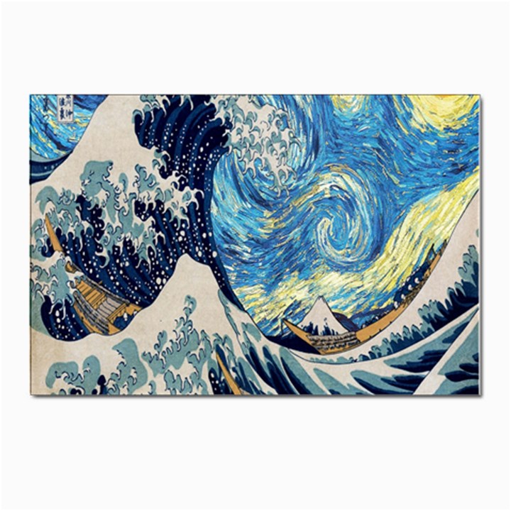 The Great Wave Of Kanagawa Painting Starry Night Van Gogh Postcards 5  x 7  (Pkg of 10)