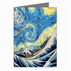 The Great Wave Of Kanagawa Painting Starry Night Van Gogh Greeting Cards (pkg Of 8)