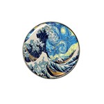 The Great Wave Of Kanagawa Painting Starry Night Van Gogh Hat Clip Ball Marker (4 pack) Front