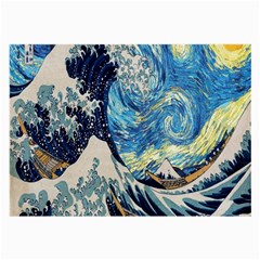 The Great Wave Of Kanagawa Painting Starry Night Van Gogh Large Glasses Cloth (2 Sides) by Sudheng