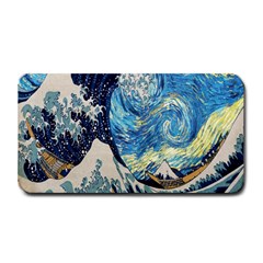 The Great Wave Of Kanagawa Painting Starry Night Van Gogh Medium Bar Mat by Sudheng