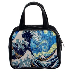 The Great Wave Of Kanagawa Painting Starry Night Van Gogh Classic Handbag (two Sides) by Sudheng