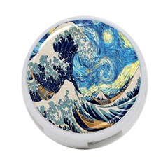 The Great Wave Of Kanagawa Painting Starry Night Van Gogh 4-port Usb Hub (two Sides) by Sudheng