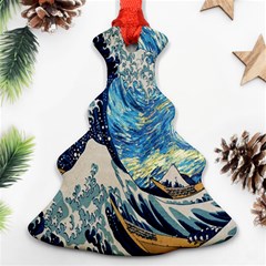 The Great Wave Of Kanagawa Painting Starry Night Van Gogh Christmas Tree Ornament (two Sides) by Sudheng