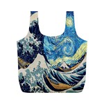 The Great Wave Of Kanagawa Painting Starry Night Van Gogh Full Print Recycle Bag (M) Front