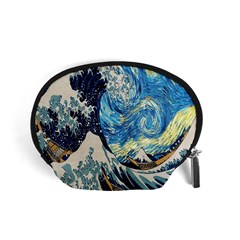 The Great Wave Of Kanagawa Painting Starry Night Van Gogh Accessory Pouch (small) by Sudheng