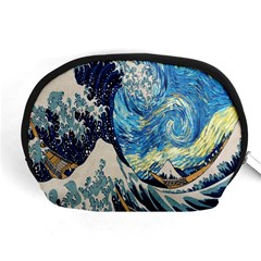 The Great Wave Of Kanagawa Painting Starry Night Van Gogh Accessory Pouch (medium) by Sudheng