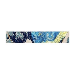 The Great Wave Of Kanagawa Painting Starry Night Van Gogh Premium Plush Fleece Scarf (mini) by Sudheng