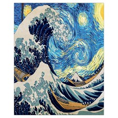 The Great Wave Of Kanagawa Painting Starry Night Van Gogh Drawstring Bag (small) by Sudheng