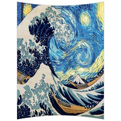 The Great Wave Of Kanagawa Painting Starry Night Van Gogh Back Support Cushion by Sudheng