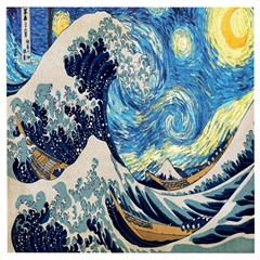 The Great Wave Of Kanagawa Painting Starry Night Van Gogh Wooden Puzzle Square by Sudheng