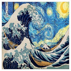 The Great Wave Of Kanagawa Painting Starry Night Van Gogh Lightweight Scarf  by Sudheng