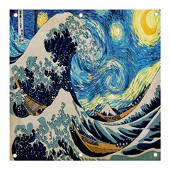 The Great Wave Of Kanagawa Painting Starry Night Van Gogh Banner And Sign 3  X 3  by Sudheng