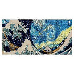 The Great Wave Of Kanagawa Painting Starry Night Van Gogh Banner And Sign 6  X 3  by Sudheng