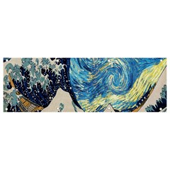 The Great Wave Of Kanagawa Painting Starry Night Van Gogh Banner And Sign 9  X 3  by Sudheng