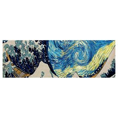 The Great Wave Of Kanagawa Painting Starry Night Van Gogh Banner And Sign 12  X 4  by Sudheng