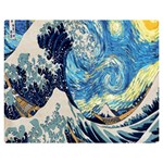 The Great Wave Of Kanagawa Painting Starry Night Van Gogh Premium Plush Fleece Blanket (Medium) 60 x50  Blanket Front