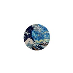 Starry Night Hokusai Van Gogh The Great Wave Off Kanagawa 1  Mini Magnets by Sudheng