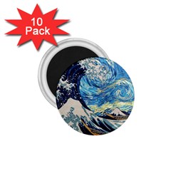 Starry Night Hokusai Van Gogh The Great Wave Off Kanagawa 1 75  Magnets (10 Pack)  by Sudheng