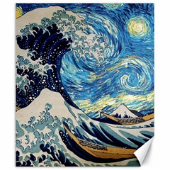 Starry Night Hokusai Van Gogh The Great Wave Off Kanagawa Canvas 20  X 24  by Sudheng