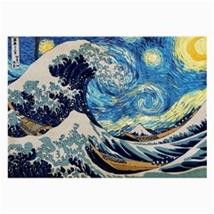 Starry Night Hokusai Van Gogh The Great Wave Off Kanagawa Large Glasses Cloth (2 Sides) by Sudheng