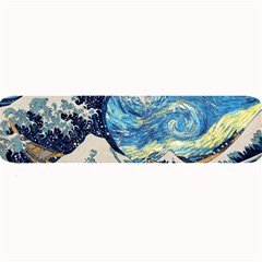 Starry Night Hokusai Van Gogh The Great Wave Off Kanagawa Large Bar Mat by Sudheng