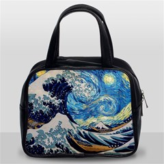 Starry Night Hokusai Van Gogh The Great Wave Off Kanagawa Classic Handbag (two Sides) by Sudheng