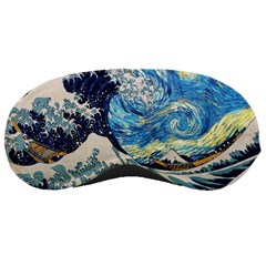 Starry Night Hokusai Van Gogh The Great Wave Off Kanagawa Sleeping Mask by Sudheng