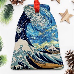 Starry Night Hokusai Van Gogh The Great Wave Off Kanagawa Ornament (bell)