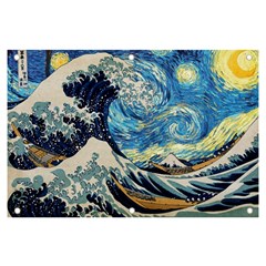 Starry Night Hokusai Van Gogh The Great Wave Off Kanagawa Banner And Sign 6  X 4  by Sudheng