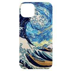 Starry Night Hokusai Van Gogh The Great Wave Off Kanagawa Iphone 14 Plus Black Uv Print Case by Sudheng