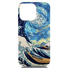 Starry Night Hokusai Van Gogh The Great Wave Off Kanagawa Iphone 14 Pro Max Black Uv Print Case by Sudheng