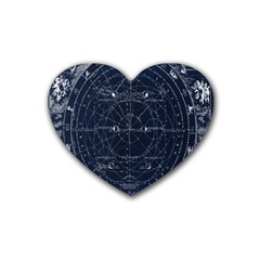 Vintage Astrology Poster Rubber Coaster (heart) by ConteMonfrey