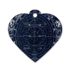 Vintage Astrology Poster Dog Tag Heart (two Sides) by ConteMonfrey