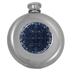 Vintage Astrology Poster Round Hip Flask (5 Oz) by ConteMonfrey