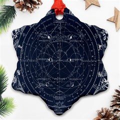 Vintage Astrology Poster Snowflake Ornament (two Sides) by ConteMonfrey