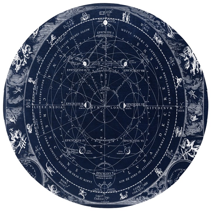 Vintage astrology poster Wooden Puzzle Round